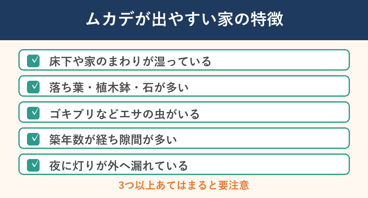 ムカデが出やすい家の特徴